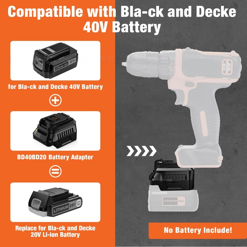 Black+Decker Tool Cordless - HAKSINKY Alet Pil Adaptörü BD40BD20 Black&Decker